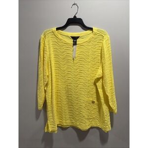 Ali Miles NWT 1X Plus Size Yellow Textured Long Sleeve Tunic Top